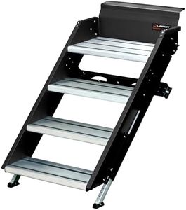 Lippert Solid Step 26" Quad Manual RV Step Assembly, 8" Rise, Aluminum and Steel, Anti-Slip Steps, Adjustable Legs, No Bounce, Travel Trailers, 5th Wheels, Campers - 791574