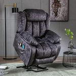 Power Massage Lift Recliner Chair with Heat&Vibration for Elderly,Heavy Duty Motion Reclining, Antiskid Fabric Sofa Contemporary Overstuffed Design Ultimate Comfort and Functionality 100*95*102CM Gray