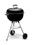 Weber Bar-B-Kettle Charcoal Barbecue, 47cm | BBQ Grill with Lid Cover, Tripod Stand & Wheels | Freestanding Outdoor Oven & Cooker with Porcelain-Enamelled Bowl - Black (1231004)