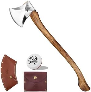 THRWCLUB 32.6 Inch Professional Wood Splitting Axe, Wood Chopping Axe with Hickory Wood Handle and Leather Sheath, Felling Ax, Sporting Axes, Racing Axes for Timbersports - Head 6 lbs