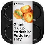 Wrenbury Yorkshire Pudding Tray 4 Cup Twin Pack - Heavy Gauge Toughened Non Stick Yorkshire Pudding Pan Tin – 10 Year Quality Guarantee Baking Tray Yorkshire Puddings (Set of 2)