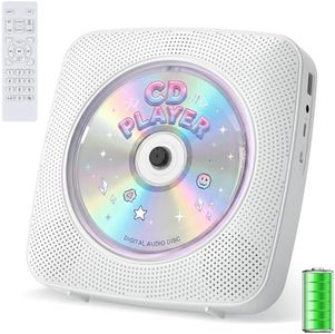 CD Player Portable Bluetooth Rechargeable: CD Players for Home with 1800mAh Kegaudio Desktop Wall CD Player with Speakers Music Player CD Boombox FM Radio USB Remote Control