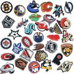 33 Pcs Hockey Teams Shoe Charms for Clog Shoe Decoration, Ice Hockey Team Silicone Badge for Boy Girls Men Women, Halloween Thanksgiving Christmas Birthday Party Favor Gift for Hockey Fans