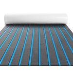 FOCEAN Boat Flooring EVA Foam Boat Decking Faux Teak Marine Flooring Boat Mat Boat Carpet Sheet for Motorboat RV Yacht Kayak Surfboard, 94.5"x 15.7", Dark Grey with Blue Lines