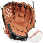 GROOFOO Kids Baseball Glove and Ball Set for Baseball, Softball Training, 9.5-10.5 INCH Fit 6 to 9 Years, Ideal Gift Set for The Beginning Youth Baseball Player - Right Hand Throw, Left Hand Glove