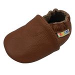 YALION Baby Boys Girls Shoes Crawling Slipper Toddler Infant Soft Leather First Walking Moccs(Brown,0-6 Months)