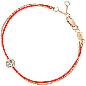 CHOW SANG SANG 18K Red Gold PROMESSA Round-Plated Carat (G-H Color, SI Clarity) Diamond Red Thread Bracelet for Women 87070B (Rose Gold, 6.6 Inches, (17 CM))