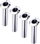 Amarine Made 4-Pack Heavy 316 Duty Stainless Steel Rod Holders with Drain, Flush Mount Fishing Rod Pole Holders, 30 Degree