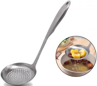 Cooking Skimmer Slotted Spoon, Heavy Duty Mesh Stainless Steel Colander Spoon Ladle Strainer for Cooking n Frying, Balance Pasta Scoop Strainer Spoon