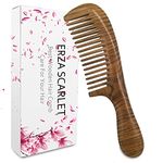 ERZA SCARLET Real Natural Green Sandalwood Wooden Comb/Boutique Hair Comb - NO SNAGS,NO STATIC,NO TANGLE (Wide tooth)