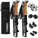 Foxelli Folding Trekking Poles – Ultra Compact, Lightweight & Durable Aluminum 7075 Collapsible Hiking Poles with Natural Cork Grips, Quick Locks, 4 Season All Terrain Accessories & Carrying Bag