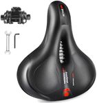 TOPCABIN Comfort Bike Saddle Seat with Dual Shock Absorbing Ball,Thickened Memory Foam,Waterproof Universal Replacement Wide Bicycle Saddle Seat for Bike/Road MTB Indoor Cycling(Wide Seat/Black)