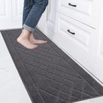 BEQHAUSE Kitchen-Rugs Non Slip Machine Washable Kitchen Mats Absorbent Kitchen Runner Rug & Floor Mats Soft Standing Mats for Kitchen,Sink & Laundry, Dark Grey, 50x150cm