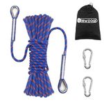 NewDoar 14KN Static Climbing Rope 8mm(5/16in) Accessory Cord Equipment 33FT(10M) 66FT(20M) 98FT(30M) 165FT(50M) Escape Rope with 2 Carabiners for Ice Climbing Equipment Fire Rescue Rope-Blue/20M