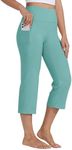 Willit Women's Yoga Capris Pants High Waist Leggings Crop Athletic Exercise Workout Capris Straight Leg 21" Agate Green M