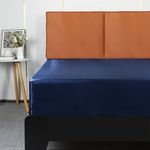 Lirex Satin Fitted Sheet, Luxurious Silky Smooth Polyester Bedding Soft Deep Pocket Bed Sheets Mattress Cover, Full, Navy Blue