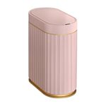 jinligogo ELPHECO Touchless Trash Can with Lid, 2 Gallon / 7.5 Liter Small Automatic Motion Sensor Garbage Bin, Slim Rectangular Plastic Wastebasket for Bathroom, Bedroom, Kitchen, Office (Pink)