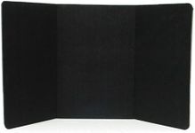 3-Panel Tabletop Display Presentation Board, 72 x 36, No Plastic Edging - Black Hook & Loop-Receptive Fabric