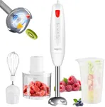 Immersion Blender Handheld Blender 4 in 1, 16000rpm Speed, 400W Turbo Motor & Ergonomic Grip Hand Blender Set, Splash-Proof Stainless Steel Blades, for Soup,Baby Food,Smoothies,Sauce (Red+Ivory)