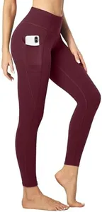 Heathyoga Women's Yoga Pants Leggings with Pockets for Women High Waist Yoga Pants with Pockets Workout Leggings Tights Wine