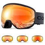 Odoland Photochromic Ski Goggles for Sunny and Cloudy Days, Anti-Fog OTG UV400 Protection Snowboard Goggles for Unisex Adult Men Women Youth, Helmet Compatible for Skiing Snowboard BR