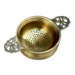 Peepul Tree Brass Tea Strainer for Tea and Coffee | Handmade Tea Infuser, Tea Strainer with Bottom Holder | Reusable Tea Filter Ideal for Loose Leaves (Brass Tea Strainer & Bowl)