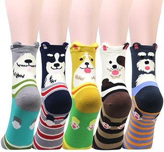 Cansok 5 Pack Women’s Dog Socks Fun Novelty Dress Crew socks (3D Dog)