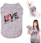 CAISANG Dog Shirts Love Puppy Shirt Mommy Dad/Pets Clothes, Sleeveless Vest T-Shirt Doggy Clothing Crewneck Womens Sweatshirt, Apparel for Dogs Cats Mom Sport Outfits (X-Large, Grey-Pet)