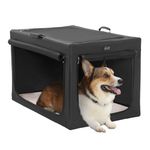 Petsfit Dog Crate Large, Portable Dog Travel Crate with Sturdy Frame and Fleece Mat for Small to Medium Dogs,Large Soft Dog Crate for Car