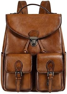 COOLCY Women Vintage Genuine Leather Backpack Purse Fashion Rucksack Practical and Stylish Retro Daypack Bag (Brown)