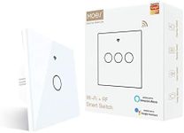 MOES WiFi RF433 Smart Light Switch, Tuya 1 Gang Single Live Wire Touch Switch, No Neutral Wire Required, Compatible with Smart Life App, Voice Control Available with Alexa or Google Home, 1 Way White