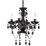 Black Chandelier Small Crystal Chandelier Lighting Mini Acrylic Chandelier 4 Light Modern Pendant Light Fixtures