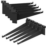 10Pcs Heavy Duty Slatwall Knife Shelf Bracket, 8 inch Metal Shelf Bracket for Slat Wall, Black Slatwall Accessories with Lip, Gridwall Brackets Hooks for Slatwall Panels Shelf Display Home Commercial