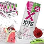 Nootropic Energy Drinks - XITE Pink Vegan Pre-Workout & Brain Booster with Natural Caffeine, Ginseng, & Vitamins - Sugar-Free, Raspberry & Watermelon Flavoured Carbonated Water, 24-Pack, 330ml