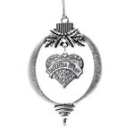 Inspired Silver - Daughter-in-Law Charm Ornament - Silver Pave Heart Charm Holiday Ornaments with Cubic Zirconia Jewelry