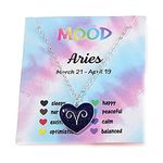 12 Constellation Sign Heart-shaped Pendant Necklace with Card Adjustable Chain Enamel Zodiac Thermochromic Necklace for Women Men Color Changing Mood Astrology Horoscope Jewelry, Metal, metal