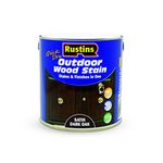 Rustins Quick Dry Outdoor Wood Stain Dark Oak 2.5L- Durable and Weather-Resistant Finish, Fast Drying, Vibrant Color for Decks, Fences, & Furniture, Available in Many Wood Shades