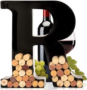 will's Metal Wine Cork Holder - Letters A to Z | Modern Housewarming Gift, Home Bar Decor Wine Gift, Wine Bar Decor, Wedding Registry Items | Large Wall Art | Wine Gifts for Women, Black Large (R)