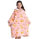 Oversized Blanket Hoodie for Kids, Wearable Blanket Sweatshirt with Pockets Sleeves, Super Warm Wearable Sherpa Hoodie Fits 7-13 Years Little Kids Girls Boys