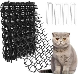 Titifeya Cat Repellent Mats Cat Scat Mat Anti Animal Plastic Mats Deterrent Spikes for Outdoor Garden Fence Dog Fox 20 * 15cm 12Pcs with 8 U-Shaped Pegs