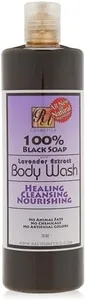 RA COSMETICS 100% Black Soap Body Wash Lavender Scent 13 Fl Oz
