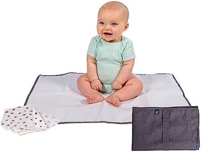 J.L. Childress Healthy Habits Portable Changing Pad Bundle for Babies - Wipeable Diaper Changing Mat for Travel + 3 Disposable Changing Pads, Baby Accessory Essentials, Foldable & Compact - Grey