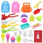 26 Pcs Snowball Maker Toys, Winter Snowball Maker Kit with Elk Snowman Maker Clips, Outdoor Snow Sand Toy Set, Snow Molds with Storage Bag for Kids Toddlers Christmas Stocking Stuffer