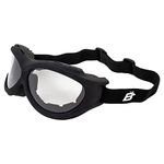 Birdz Eyewear - The Buzzard - Padded Motorcycle Riding Goggle Fits Over Glasses (Black Frame/Clear Lens)