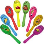 Bulk 16 Mini Wooden Maracas Mexican Fiesta Cinco de Mayo Party Favor, Great for Decorations, Noisemaker Toys, 4, Bright Colors, 5 Inches, For Kids, Boys, Girls, By 4E's Novelty