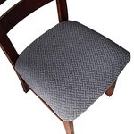 Genina Seat Covers for Dining Room Chair Seat Slipcovers Kitchen Chair Covers (Dark Gray, 4 Pcs)