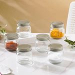 Nestasia Glass Jars for Kitchen Set of 6, Airtight Crack-Resistant Glass Containers with Rust-Free Metal Lid, 200ml each