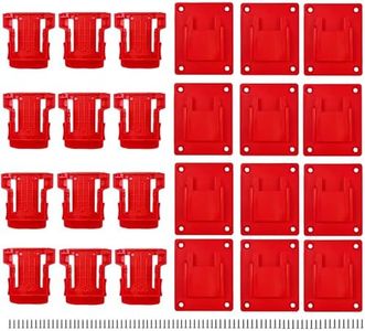 Wallignix 24 Packs Tool Holder and Battery Holder Compatible with Milwaukee M18 18V Tool Battery, 12 PCS Tool Drill Holders and 12 PCS Battery Holders with Screws