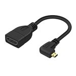 Chenyang Left Angled 90 Degree Micro HDMI Male to HDMI Female Adapter Cable 4K 60hz for Camera