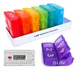 e-Pill 6 Times a Day x 7 Day Weekly Pill Organizer, Vitamin and Medicine Pill Box Reminder - with 6 Alarm Timer (White)